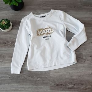 KARL LAGERFELD | White logo sweatshirt w gold